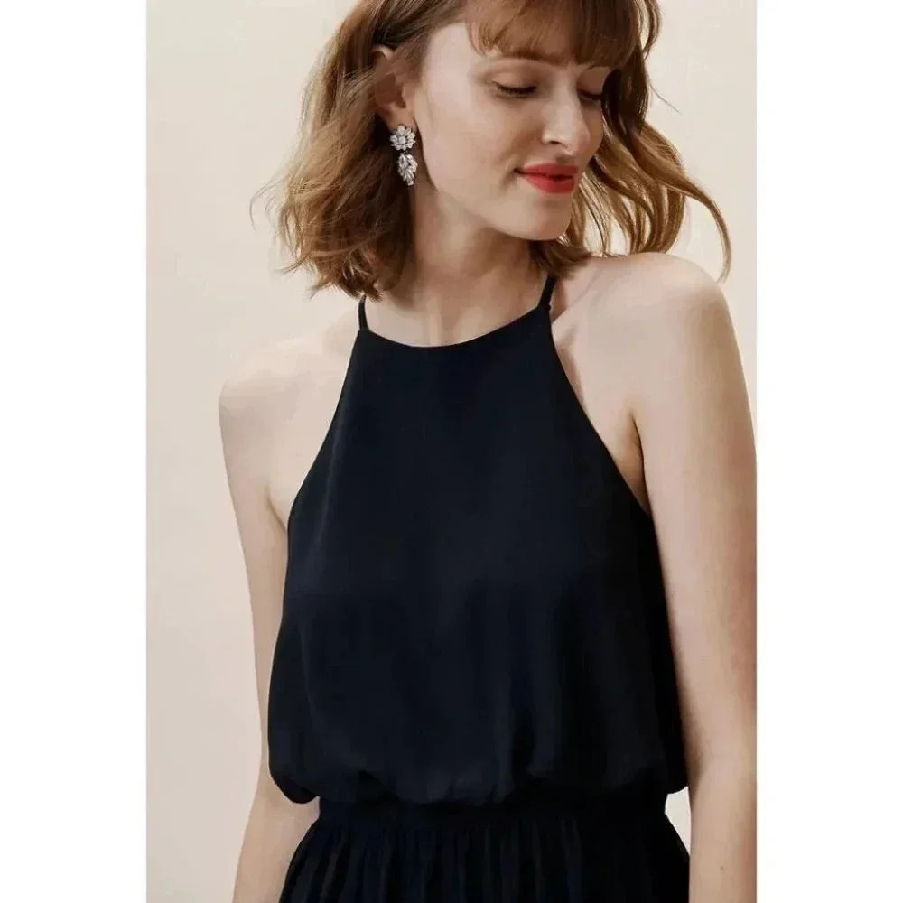 NWT BHLDN Cocktail High-Neck Cocktail Maxi Dress  Cayenne Navy Blue  Medium - Picture 5 of 12